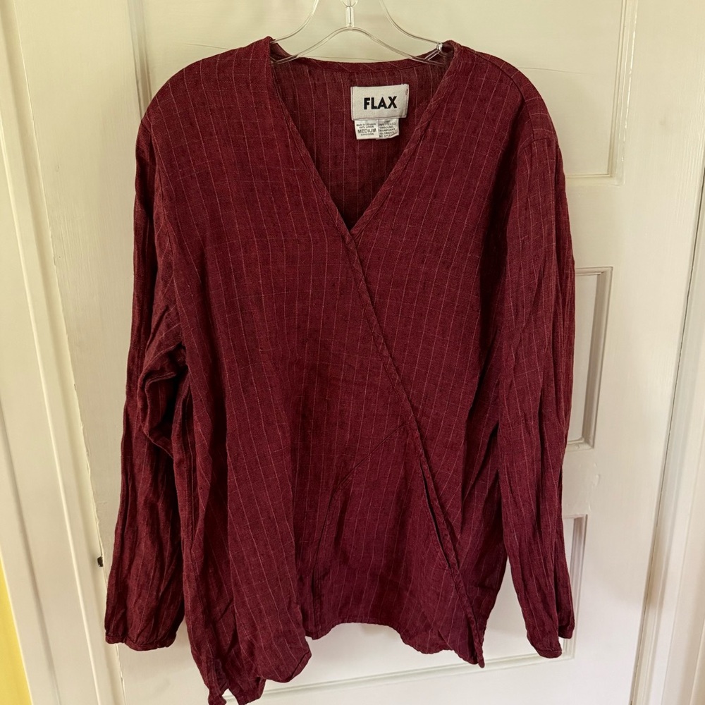 Flax Burgundy Wrap Top